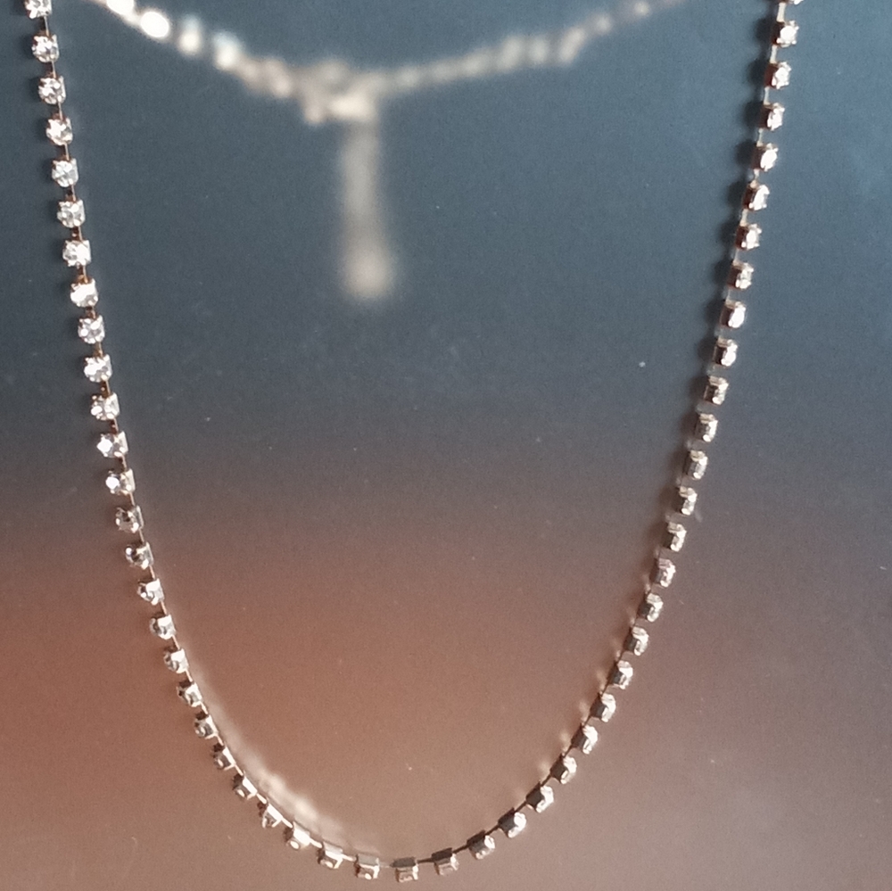 Gold Tone Rhinestone Choker Necklace